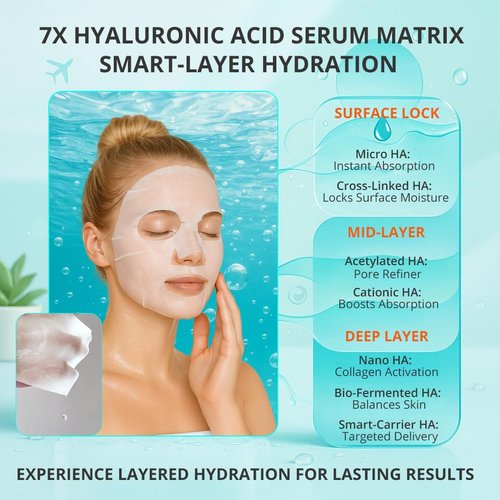 GONIM Korean Face Mask - Hydrating Sheet Masks with Hyaluronic Acid & Vitamin C | 15 Sheets