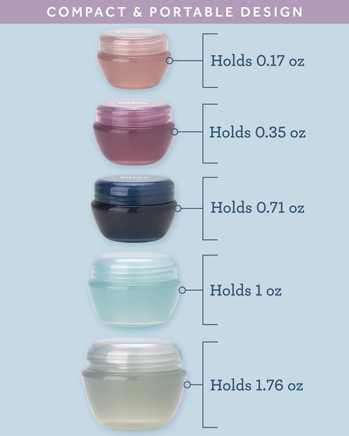 Bliss Travel Containers - 5 Pack Leak Proof Tapered Jar Set with Lid and Spatula - Small Travel Size Containers for Creams Lotions Skincare, Size Onesize, Multi