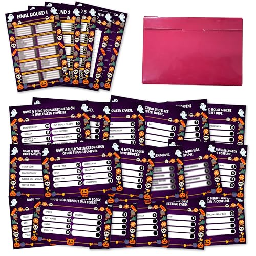 Halloween Feud Game Cards Hunting House Edition for Parties - 12 Pack