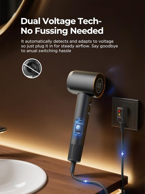 Skiennix Dual Voltage Travel Hair Dryer - High-Speed Ionic Blow Dryer with Diffuser | Lightweight & Fast Drying