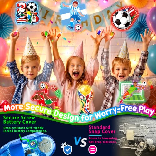 Soccer LED Finger Lights - 24 Pack Soccer Theme Party Favors for Kids 3-12 - Soccer Variation