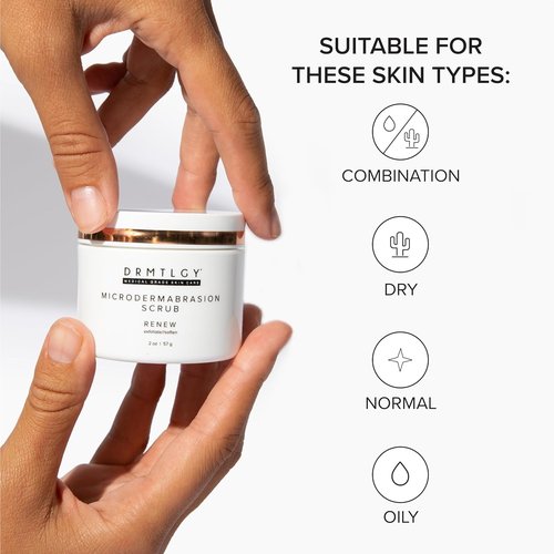 DRMTLGY Microdermabrasion Scrub – Gentle Facial Exfoliating Scrub to Smooth & Polish Skin – Face Exfoliator for Dull, Rough Texture – Pumice Exfoliant – 2 oz