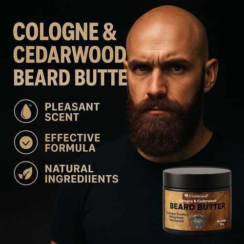 Beard Butter for Men, Cologne & Cedarwood Scented, Non-Greasy Conditioning Moisturizer, 4.23 oz