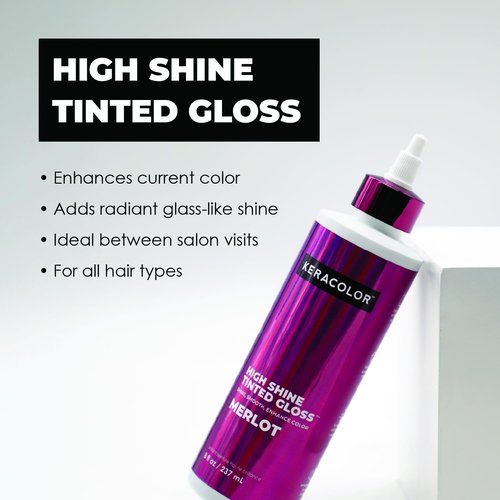 Keracolor High Shine Tinted Hair Gloss - Sheer Color-Enhancing In-Shower Treatment, Merlot, 8 Fl Oz