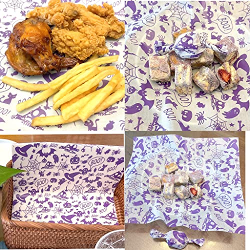 Halloween Wax Paper Sheets 100 Pack Food Wraps for Party & Food Service