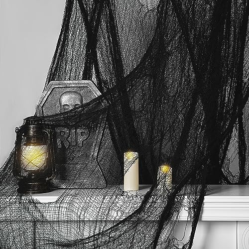 Black Halloween Spooky Cloth - 400x30 Inch Creepy Fabric for Party Decorations