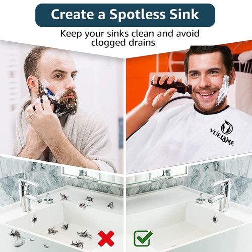 Beard Bib Beard Apron, Beard Bib Hair Catcher for Men Shaving, Non-Stick Beard Bib Apron for Men with Strong Suction Cups, Gifts for Men Husband, Grooming Kit for Men - White