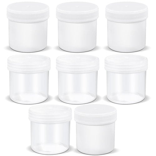 TSA Approved Wide Mouth Travel Size Containers, PP Clear & White Leak Proof Travel Plastic Jars with Lids for Creams Lotion Cosmetic, Jewelry Beads, Sample, Small Items Storage (3.4 oz, 8 Pcs)