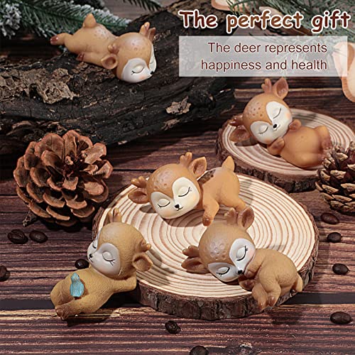 12 Pieces Deer Cake Toppers Set Woodland Animal Figurines for Baby Shower & Birthday