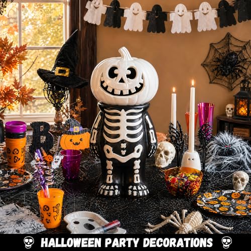 Halloween Skeleton Pumpkin Stand - Water-Resistant Candy & Cake Holder