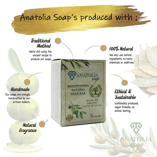 Anatolia Soap Organic Handmade Natural Castille Body For Men Women (%60 Laurel Oil And%40 Olive Oil)