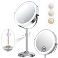 Erlingeryi 9" Magnifying Mirror with Lights 20X, Height Adjustable, Dimmable, Rechargeable, Chrome