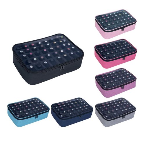 UOZL Small Clear Nail Polish Organizer Holds 40 bottles(15ml-0.5fl.oz) Nail Polish Case Multifunctional Nail Polish Bag organizer, Cosmetic Travel Makeup Bags for Women Black