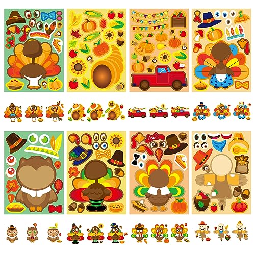 Thanksgiving Stickers for Kids Make a Turkey Face Set - Autumn Fall Party Supplies