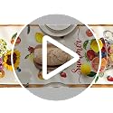 Seasonal Table Runner 13x90 Inch - Beige & Pink Fruits Pattern for Dining & Home Decor