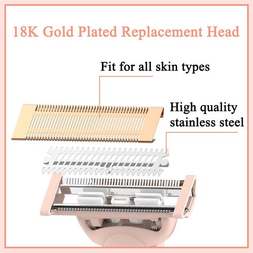 Flawless Nu Razor Replacement Heads, Rose Gold Plated Body With Covers, Compatible Hair Remover Head for Finishing Touch Women's Razor (2 Count)