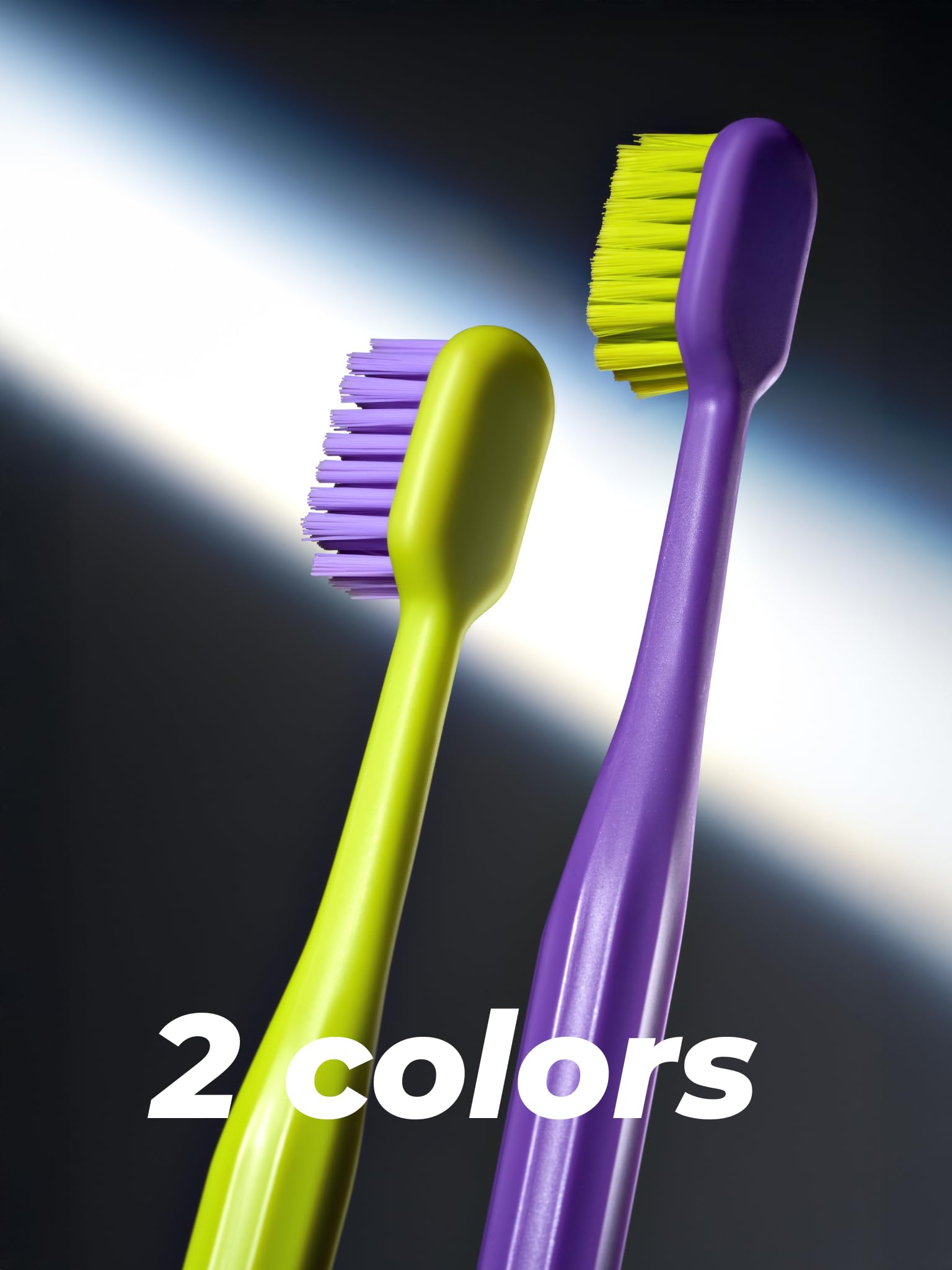 WATER DENT Medium Soft Toothbrush for Adults | Ultra-Dense Rounded Bristles | Gentle on Gums | Deep Plaque Removal | Whiter Smile | Suitable for Braces | 2 Pack Multicolor