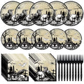 Halloween Skull Party Plates Napkins Set - 200 Pieces Halloween Skull-200