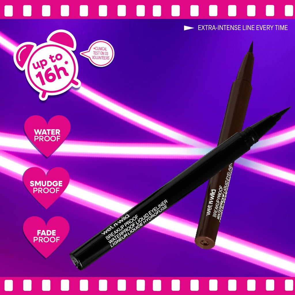 Wet n Wild Mega Last Liquid Eyeliner - Waterproof, 16-Hour Wear, Ultra-Fine Brush - Brown, Cruelty-Free & Vegan