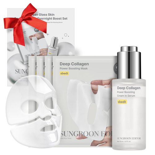 SUNGBOON EDITOR Rejuvenating Combo/Deep Collagen Boost Set | Face Mask (4ea) & Serum | Collagen & Volufiline Skincare Set | Hydrating & Firm-Looking Care Korean Skincare Valentines Day Gifts for Woman