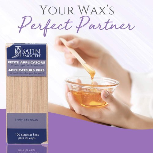 Satin Smooth Petite Wax Sticks for Hair Removal, Wax Applicator Sticks, Wooden Waxing Stick Spatulas for Eyebrow & Facial Hair Waxing 100 Ct, 2 Pack