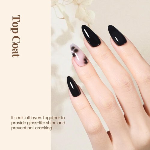 beetles Gel Polish 2Pcs 15ml No Wipe Top Coat Gel Nail Polish High Gloss Shiny Long-Lasting Clear Gel Top Coat, Soak Off Nail Lamp, Spring Nails Home DIY Manicure and Nail Salon Gifts for Women
