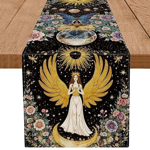 Halloween Witch Table Runner 13x72 Inch Burlap Seasonal Kitchen Decor