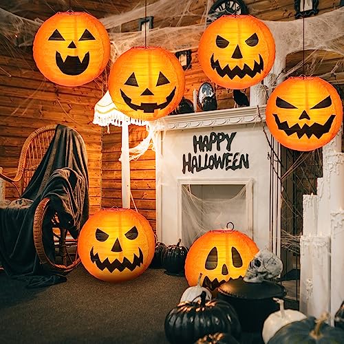 Halloween Pumpkin Paper Lanterns Set of 20 - 8 Inch Decor for Indoor & Outdoor Parties