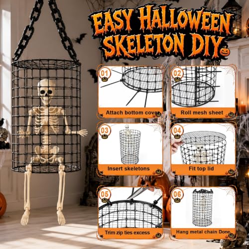 Halloween Skeleton Cage Kit - Outdoor Horror Decorations for Scary Haunted Scenes
