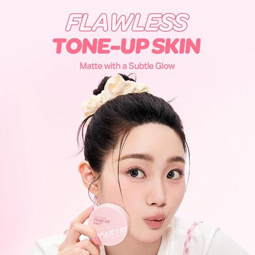 I'M MEME Compact - Tone-Up Pact | Korean Pressed Setting Powder for Translucent Finish, 0.35 Oz