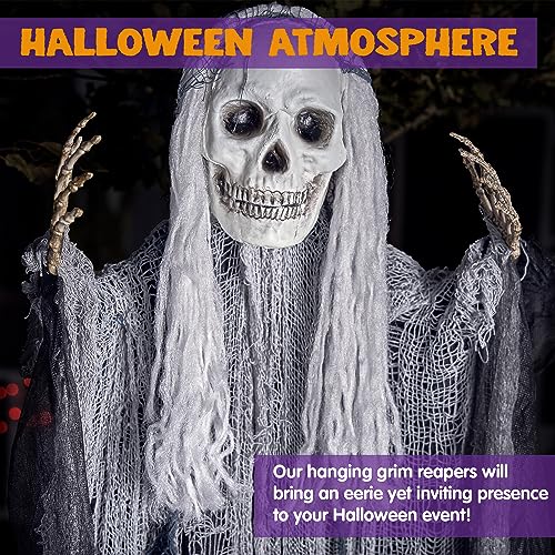 Halloween Hanging Grim Reaper Decorations - 3 Pack, 31.5 & 53 Inches, Outdoor Spooky Props