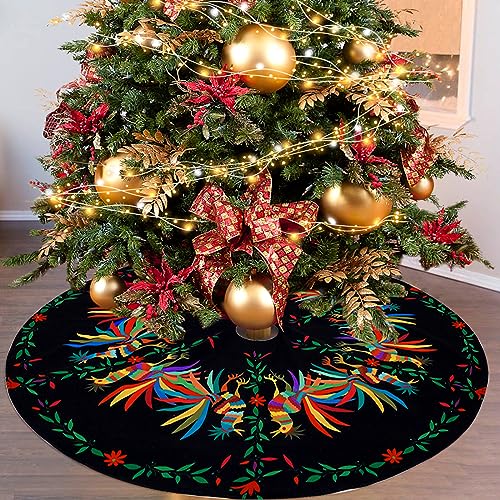 Round Ethnic Mexican Christmas Tree Skirt 48 Inch - Holiday Decor