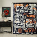 Halloween Shower Curtain Set 72x72 Inches Black and Orange Gothic Spooky Bathroom Decor