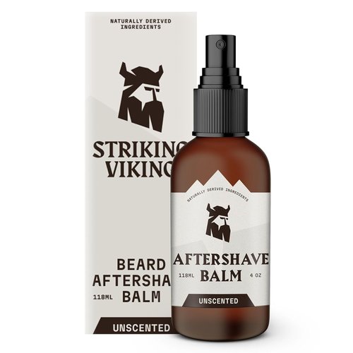 Striking Viking Aftershave Balm - 4 Fl Oz, Pack of 1, Fragrance-Free - Hydrating Post-Shave Balm - Soothing Relief with Unscented After Shave for Men