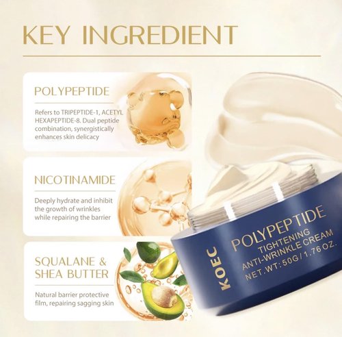 KOEC Anti-Wrinkle Face Cream - Tripeptide-1 & Nicotinamide for Tightening | 1.76 oz