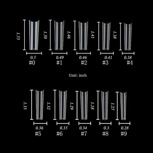 HWHUNO XL Tapered Square Nail Tips No C Curve,500Pcs Clear Medium Half Cover Long Coffin Acrylic Nails Tips Preshaped for Professional Manicure Salon and Home DIY