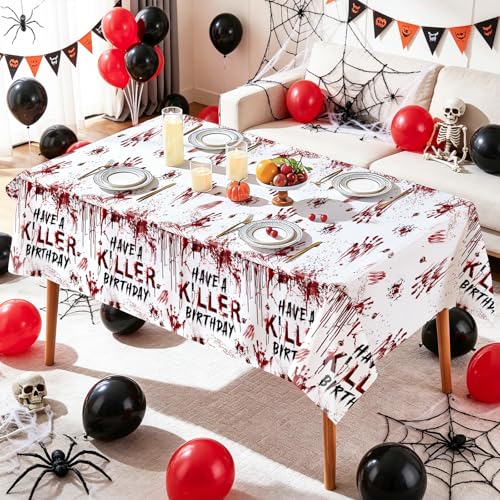 Have a Killer Birthday Tablecloth Set - Horror Halloween Party Decor, 3-Pack