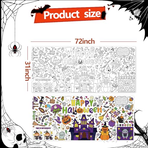 Halloween Giant Coloring Poster - 31.5 x 72 Inch, Group Activity & Party Decor