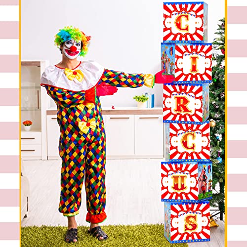 Large Circus Party Decoration Boxes - Carnival Snack Table Props, 12x12 Inches, Set of 6