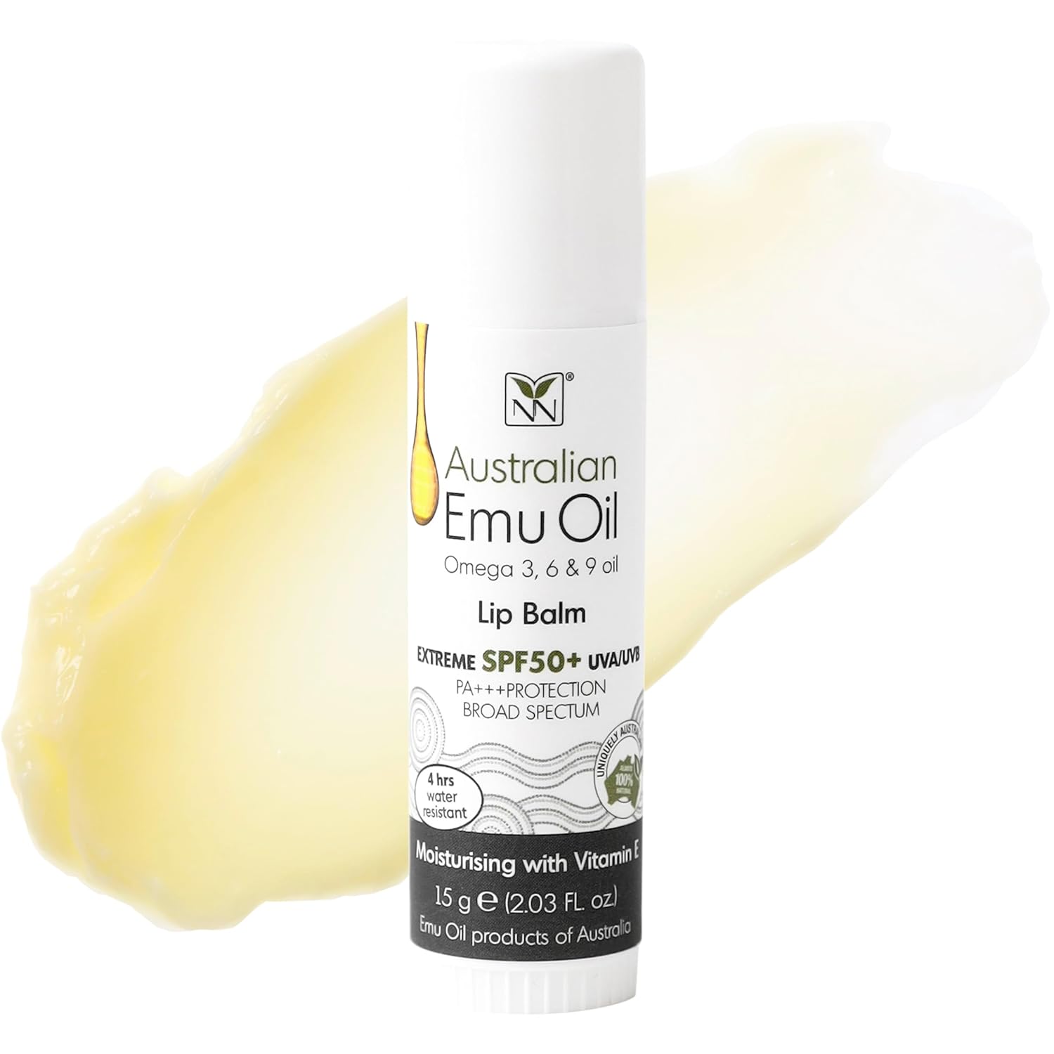 Y-Not Natural Emu Oil Moisturizing Lip Balm - Hydrating SPF50+ Protection, 15g Stick