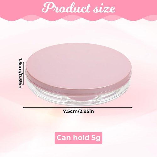 Skiennix Loose Powder Containers - 2 PCS Reusable Travel Makeup Containers with Puff & Mirror, 0.18oz
