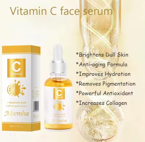 Skiennix Vitamin C Brightening Serum - Glow Enhancing Face Serum with Hyaluronic Acid, 1.1 Fl Oz