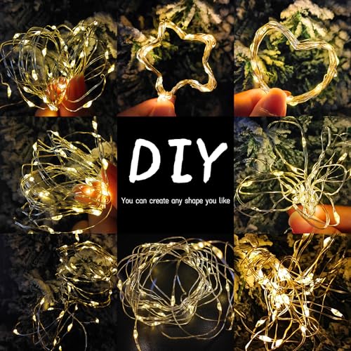 Battery Operated Fairy Lights 16ft Warm White Copper Wire String Lights for Christmas, Weddings, Party, Indoor Decor