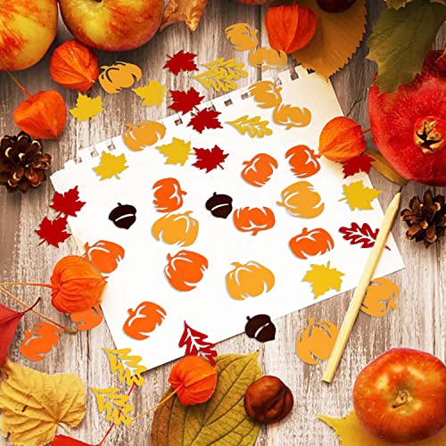 Fall Maple Leaf Pumpkin Acorn Confetti Set for Party Decorations - 200 pcs