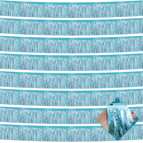 Light Blue Foil Fringe Garland 10 Feet Party Streamers for Wedding Birthday Halloween