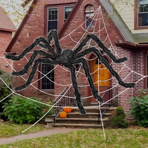 Halloween Spider Web Decorations with 59-Inch Giant Spider - Outdoor Indoor Decor