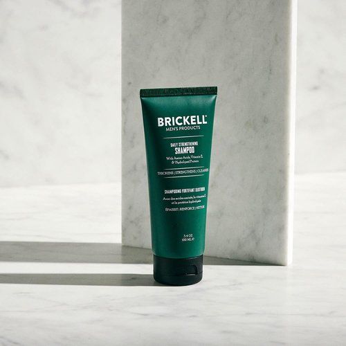 Brickell Men's Products Daily Strengthening Shampoo - Natural Mint & Tea Tree Oil for Itchy Scalp, 3.4 Oz