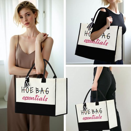 Hoe bag Tote Bag Funny Gifts for Women, Friends Hostess Gift Ideas Cool Gifts for Women, Girls Weekend Overnight Fun Makeup Travel Bag Girls Birthday Gift Ideas Gag gifts