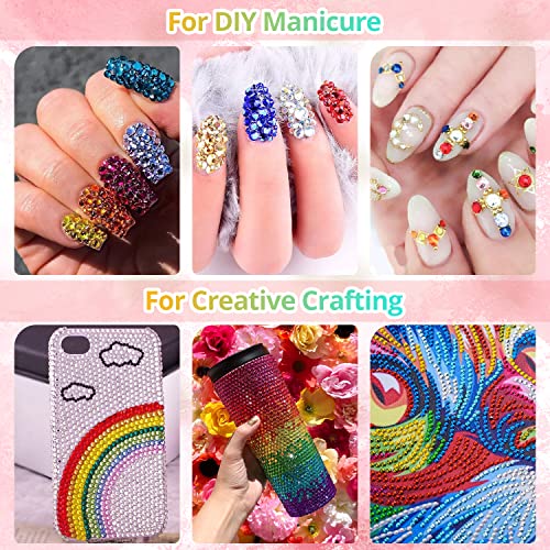 Colorful Flatback Face Gems Kit with Glue & Tools - A01-Mixed Color Crystals