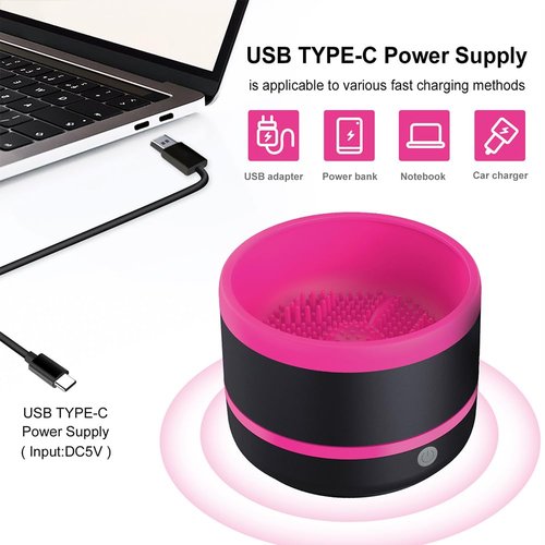 Pinkiou Makeup Brush Cleaner Machine, Electric Makeup Brush Cleaner IPX7 Waterproof USB Cosmetic Brush Cleaning Machine Suitable for All Size Beauty Makeup Brush Set